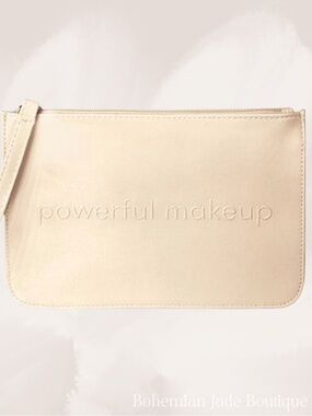 Dermablend Powerful Makeup Cosmetic Bag Cream Faux Leather Wristlet Pouch